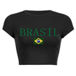 Siyah Brasil Baskılı Crop