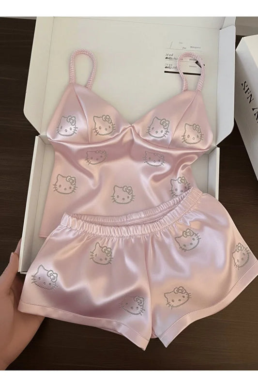 Hello Kitty Taş Detail Şık Alt Üst Pembe Takım