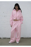 Pembe Glithch Eyelet Oversize Eşofman Takımı