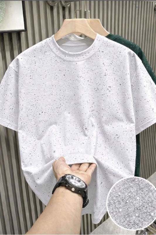 Beyaz Shine Simli Overisze T-shirt