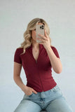 Bordo Range Fermuarlı Spor Bluz
