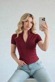 Bordo Range Fermuarlı Spor Bluz