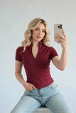 Bordo Range Fermuarlı Spor Bluz