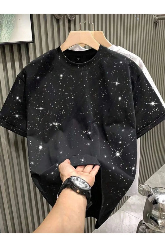Siyah Shine Simli Oversize T-shirt