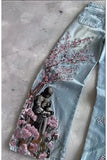 Mavi Night Blossom Nakışlı Wide Leg Jean