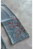 Mavi Night Blossom Nakışlı Wide Leg Jean