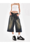 Yeşil Hakisi Y2K Trend Baggy JEAN ŞORT BERMUDA