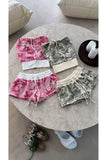 Pembe Camo Straplez Şort Takım