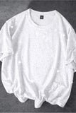 Beyaz Shine Simli Overisze T-shirt
