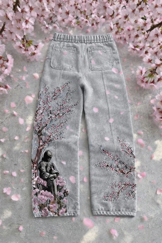 Gri Night Blossom 3 İplik Eşofman Altı