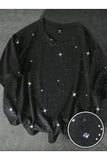 Siyah Shine Simli Oversize T-shirt