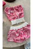 Pembe Camo Straplez Şort Takım