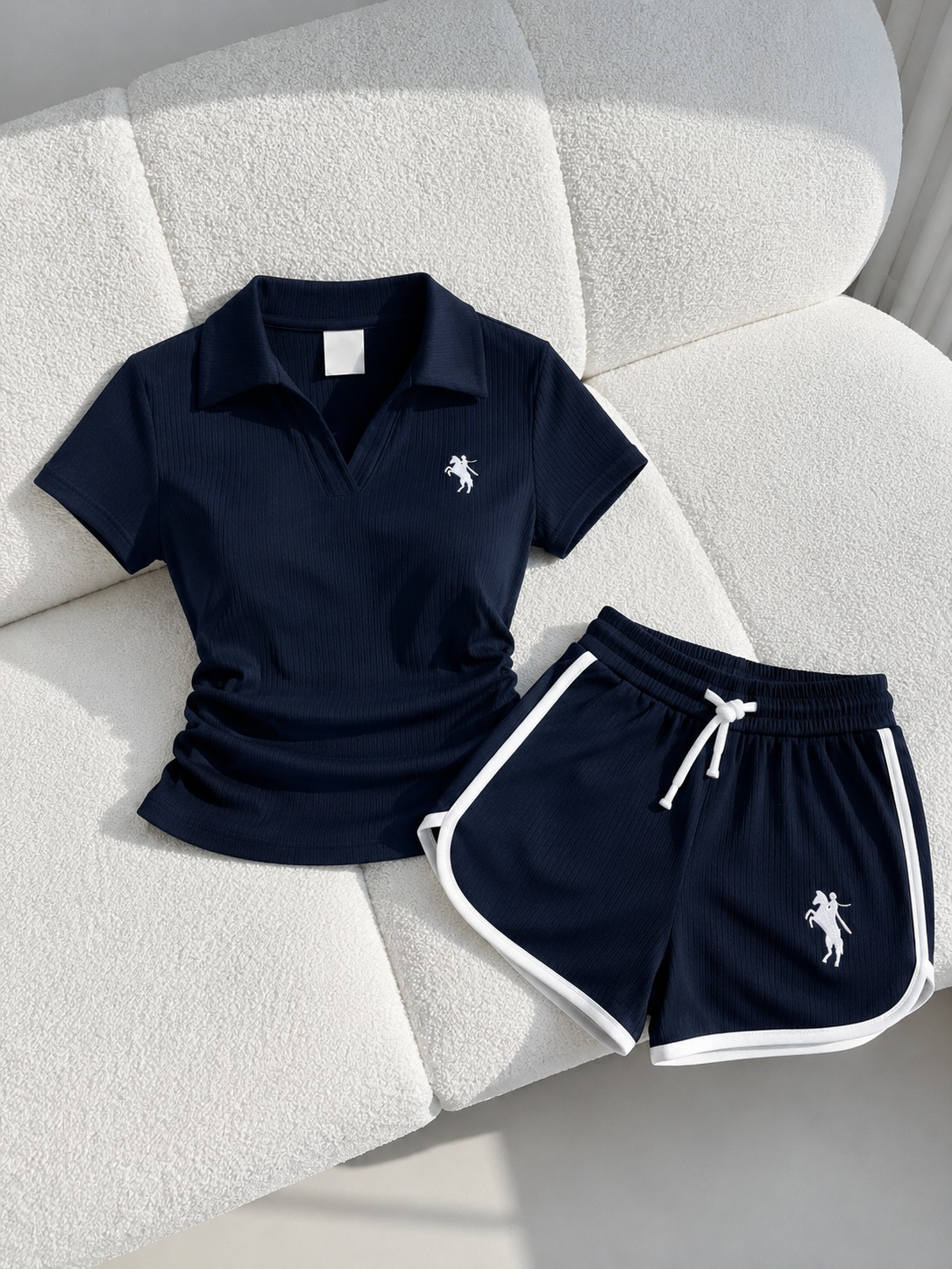 Lacivert Fit Polo Yaka Şort Takım