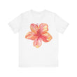 Tropikal Çiçek Desenli Basic Beyaz T-Shirt