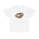 Leopard Kiss Minimal Baskılı Beyaz Tişört