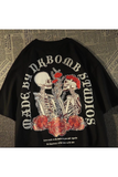 Siyah Eterdity Ön Ve Sırt Iskelet Baskılı Oversize T-shirt