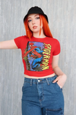 Örümcek Adam Desen Baskılı Kırmızı Crop