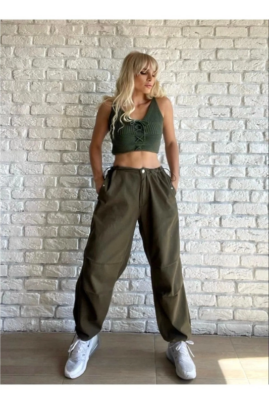 Tactical Paraşüt Kumaş Gabardin Yeşil Pantolon