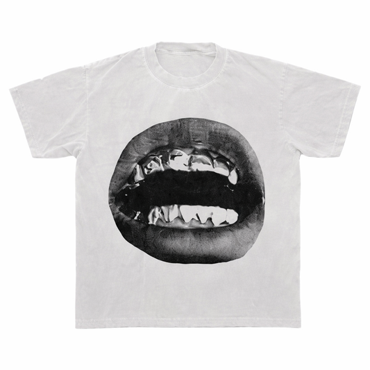 Monochrome Lips Grafik Baskılı T-Shirt