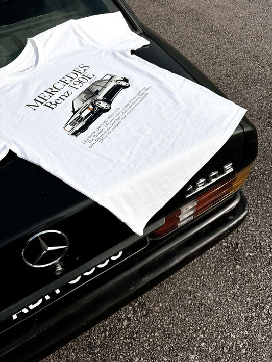 Vintage Mercedes 190E Tasarım Beyaz Tişört