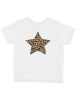 Leopard Star Tasarım Baskılı Beyaz Kadın Tişört