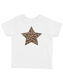 Leopard Star Tasarım Baskılı Beyaz Kadın Tişört