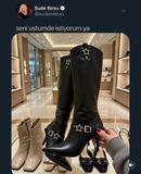 Rosé Star Kemer Detaylı Diz Altı Çizme