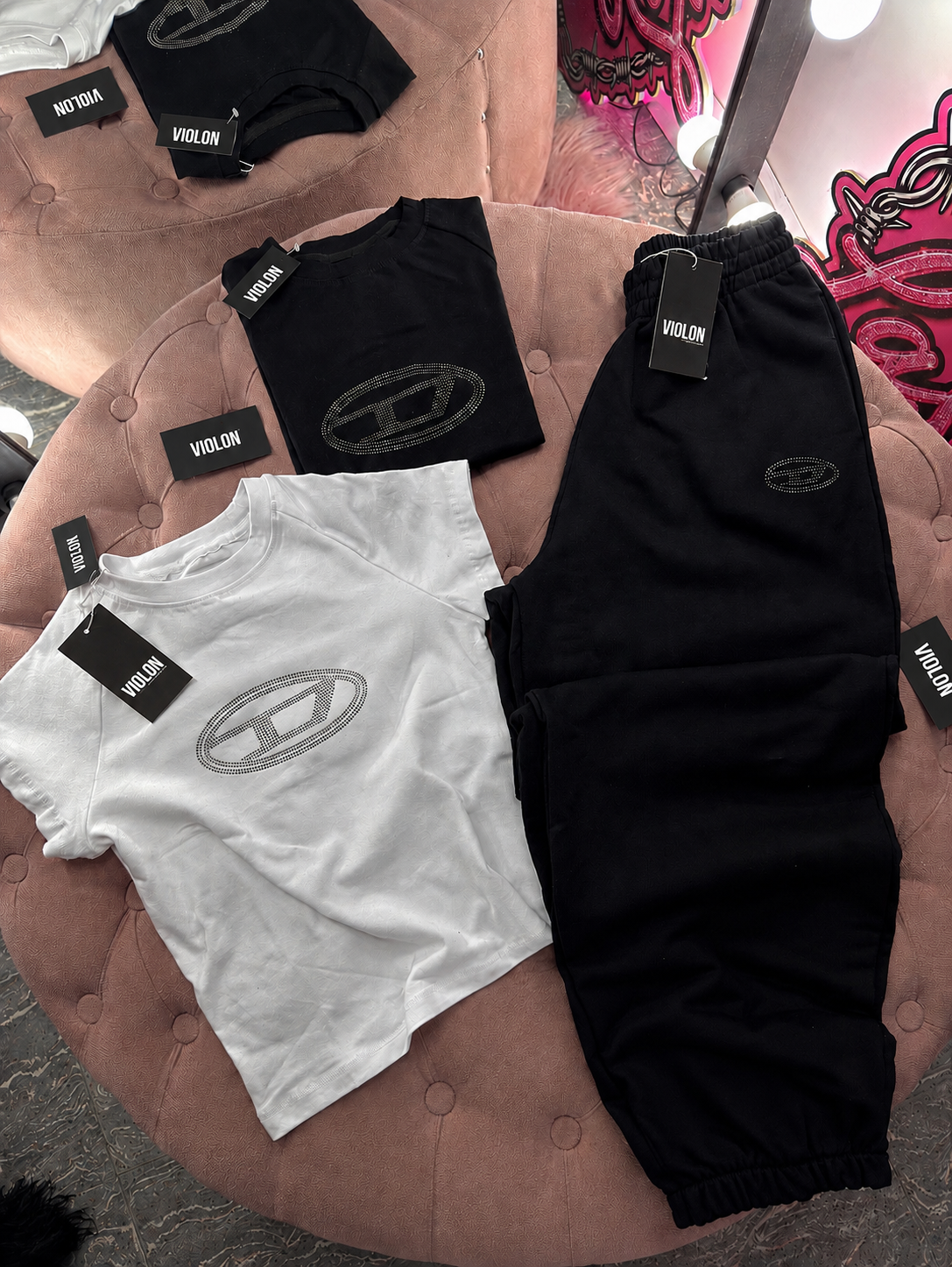 Luxe Rhinestone Set Baggy Eşofman Altı