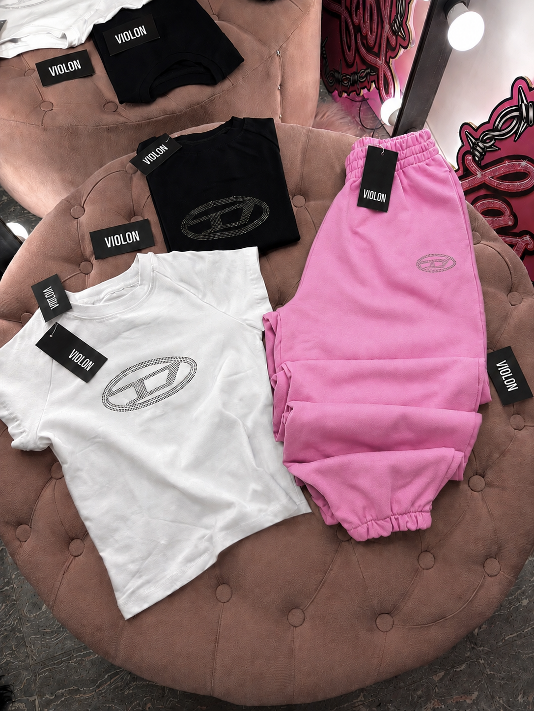 Luxe Rhinestone Set Crop Eşofman Takımı