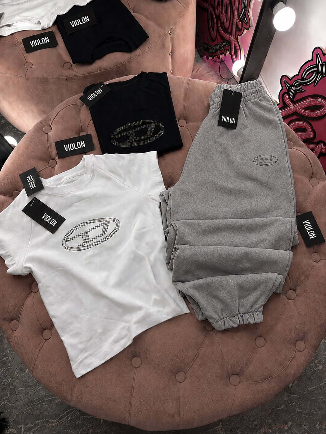 Luxe Rhinestone Set Crop Eşofman Takımı