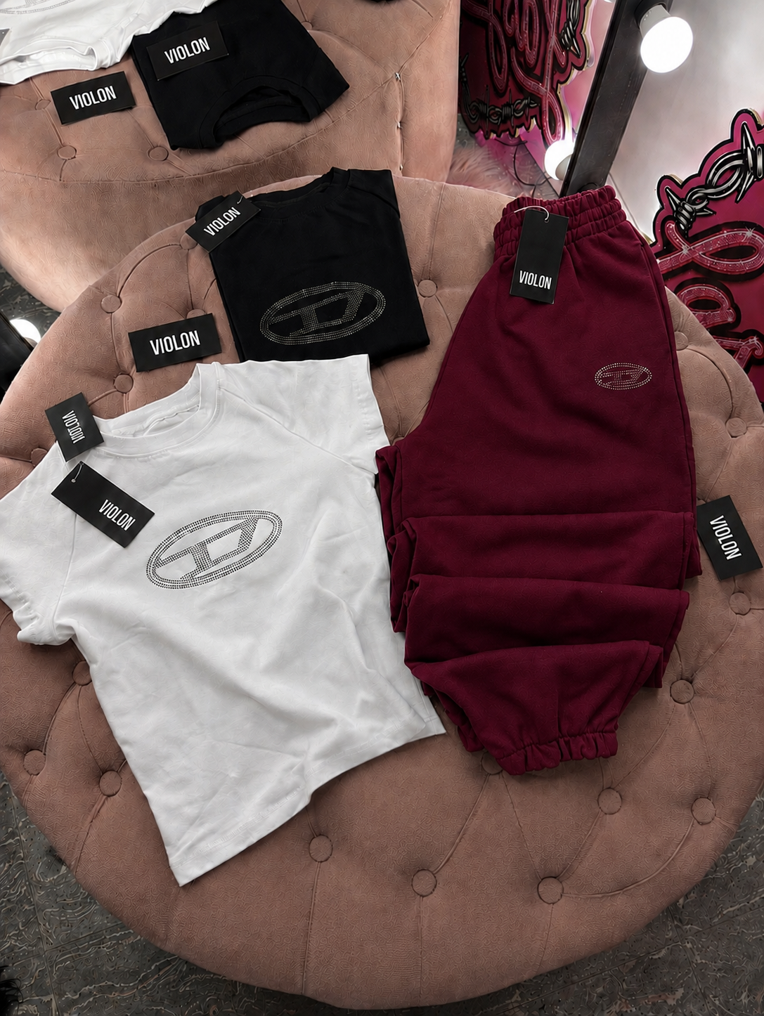 Luxe Rhinestone Set Crop Eşofman Takımı