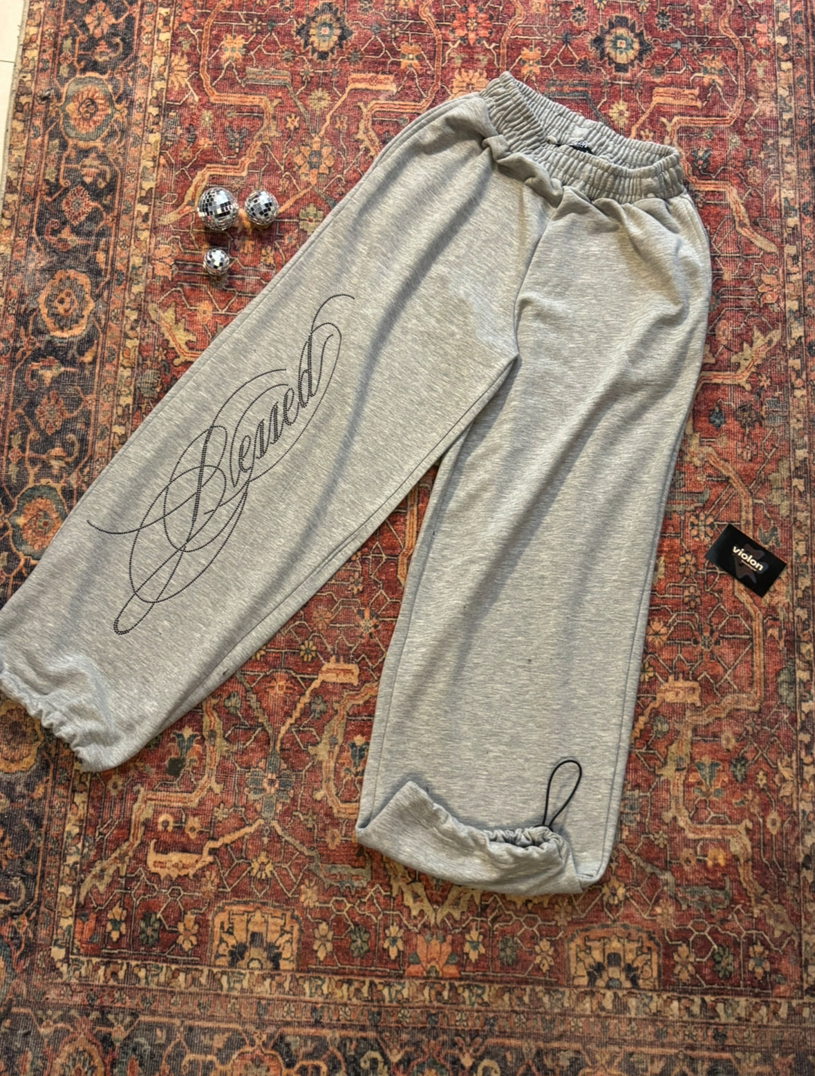 Blessed Script Taş Detaylı Eşofman Altı
