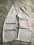 Sakura Gri Flower Baggy Unisex Eşofman Altı