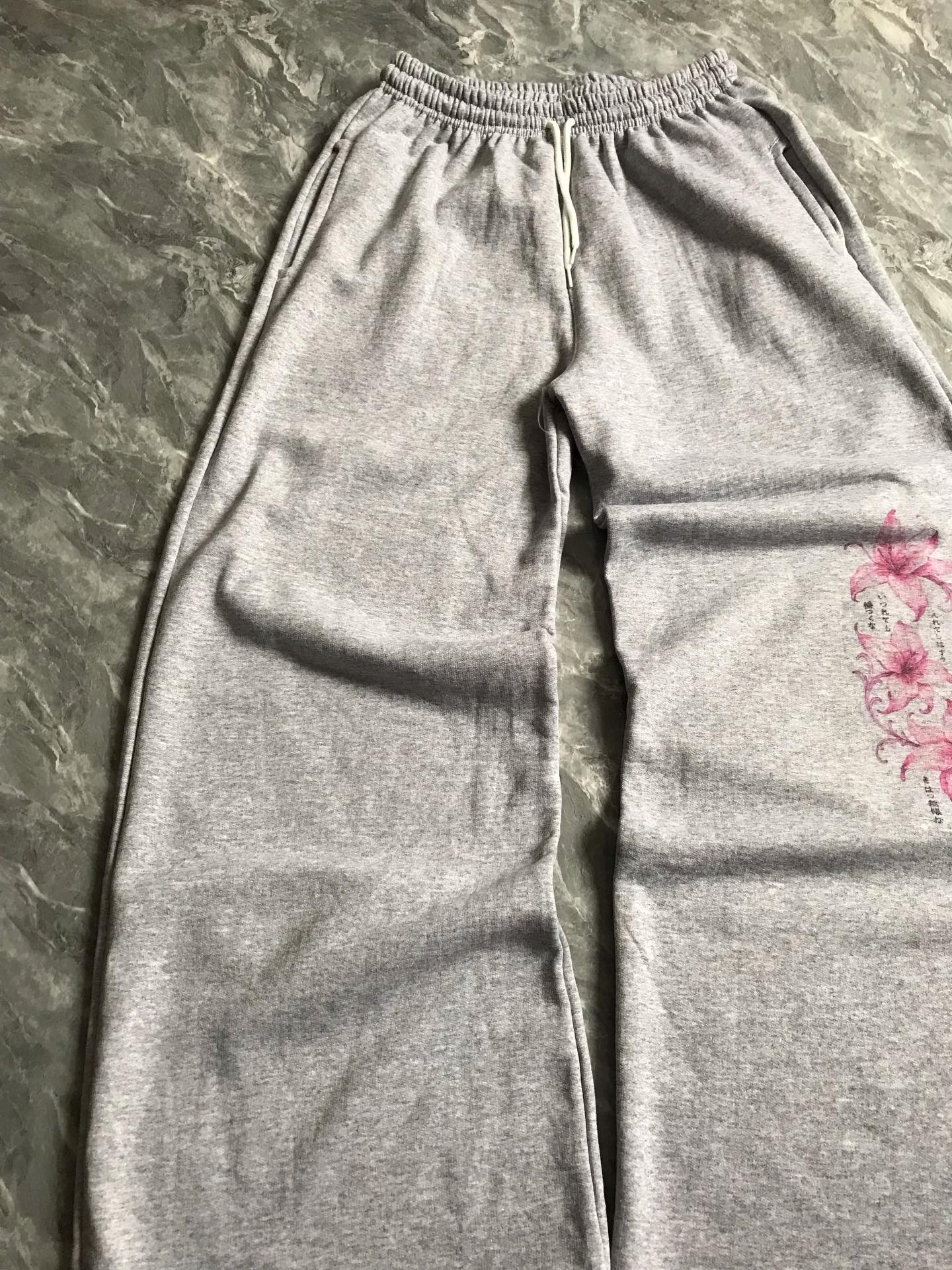 Sakura Gri Flower Baggy Unisex Eşofman Altı