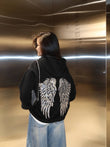 Melek Parıltılı Taş Detaylı Oversize Sweatshirt