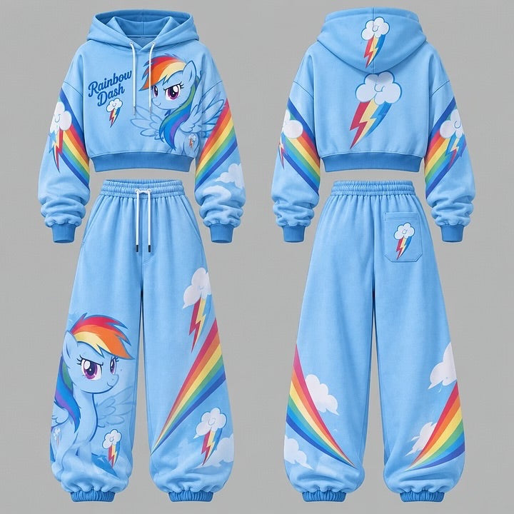 My Little Pony Baskılı Hoodie Eşofman Takımı