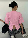 Pembe Chic Yırtmaç Detaylı Bluz