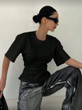 Siyah Chic Yırtmaç Detaylı Bluz