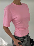 Pembe Chic Yırtmaç Detaylı Bluz