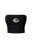 Olive Bowl Siyah Straplez Crop