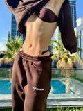 Violon Kahve Baggy Kalıp Unisex Eşofman Altı