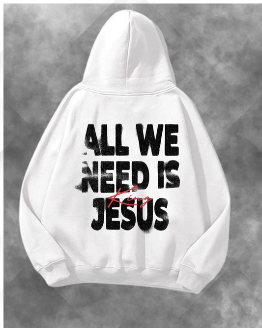 All We Need Baskılı Unisex Oversize Kapüşonlu Sweatshirt