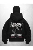 Allover Reg Baskılı Siyah Samuray Kar Maske Sweatshirt Hırka