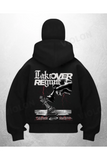 Allover Reg Baskılı Siyah Samuray Kar Maske Sweatshirt Hırka