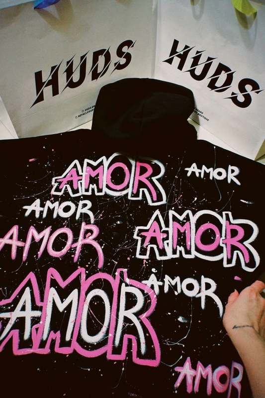 Amor baskılı sevgililer günü oversize sweatshirt