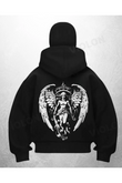 Angels Baskılı Siyah Samuray Kar Maske Sweatshirt Hırka