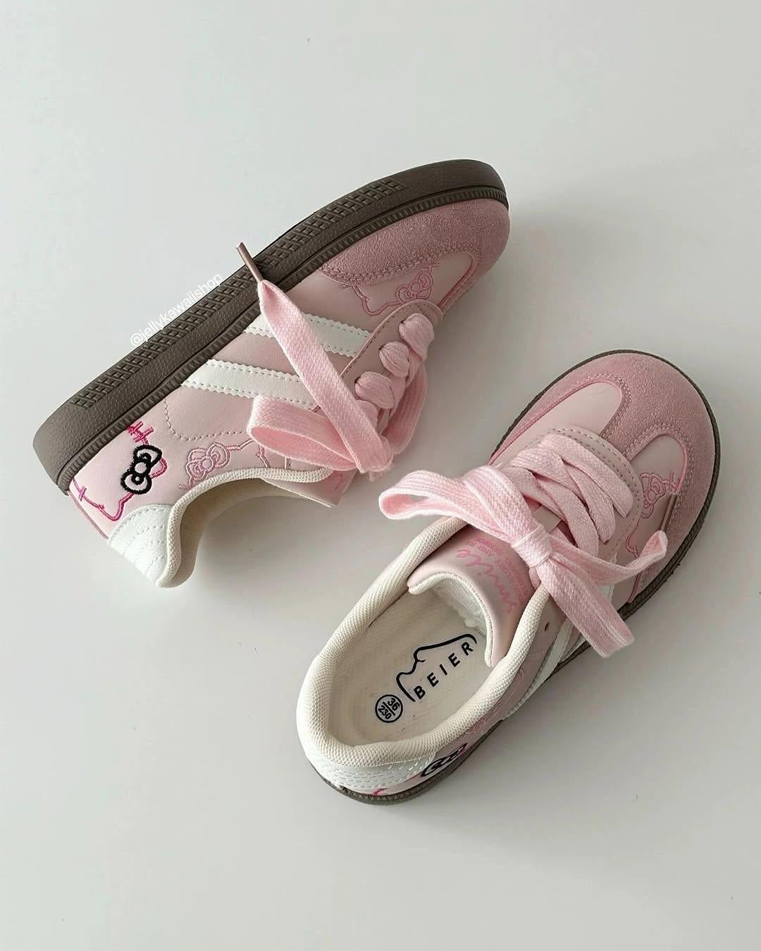 Nakışlı Kitty Pembe Spor Ayakkabı Sneaker