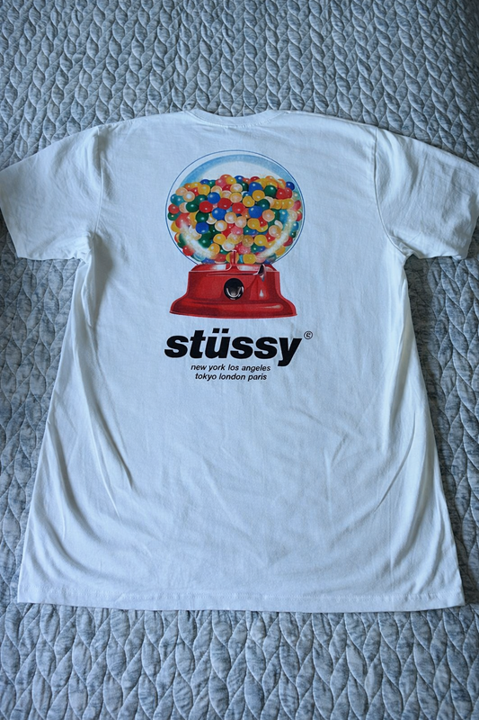 Retro Gumball Makinesi Baskılı Beyaz Tişört