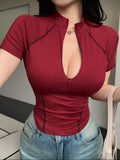 BORDO SPARK KARYOKA FERMUARLI BLUZ