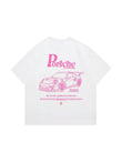 Beyaz Porsche 911 GT3 RS Baskılı Oversize Unisex Tişört